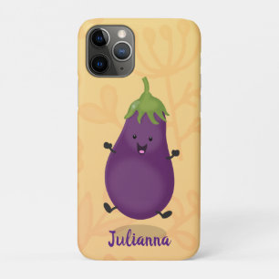 かわいいハッピーナスのナスの漫画イラストレーション iPhone 11 PROケース