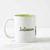 かわいいハッピーナス漫画イラストレーション ツートーンマグカップ (左)