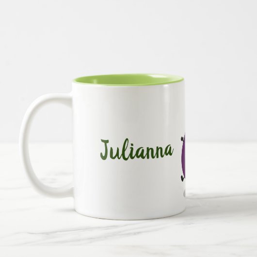 かわいいハッピーナス漫画イラストレーション ツートーンマグカップ (左)