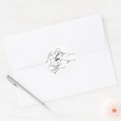 かわいいハッピーネコがテディベアとベッドで寝る ラウンドシール (封筒)