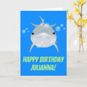 かわいいハッピーハッピーかわいいドルフィン漫画イラストレーション カード (黄色い花)