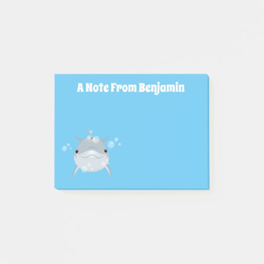 かわいいハッピーハッピーかわいいドルフィン漫画イラストレーション ポストイット (正面)