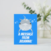 かわいいハッピーハッピーかわいいドルフィン漫画イラストレーション ポストカード (スタンド正面)