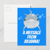 かわいいハッピーハッピーかわいいドルフィン漫画イラストレーション ポストカード (正面/裏面)