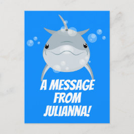 かわいいハッピーハッピーかわいいドルフィン漫画イラストレーション ポストカード