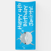 かわいいハッピーハッピーかわいいドルフィン漫画イラストレーション 横断幕 (縦)