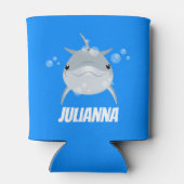 かわいいハッピーハッピーかわいいドルフィン漫画イラストレーション 缶クーラー (裏面)