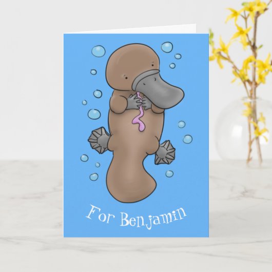 かわいいハッピーハッピーベビーのカートゥーイラストレーション カード (黄色い花)