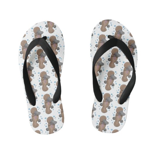 かわいいハッピーハッピーベビーのカートゥーイラストレーション キッズビーチサンダル (フットベッド)