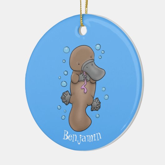 かわいいハッピーハッピーベビーのカートゥーイラストレーション セラミックオーナメント (左)