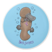 かわいいハッピーハッピーベビーのカートゥーイラストレーション セラミックノブ (正面)