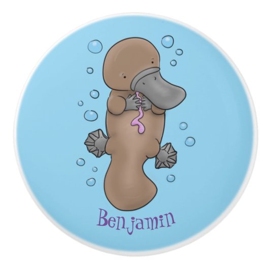 かわいいハッピーハッピーベビーのカートゥーイラストレーション セラミックノブ (正面)