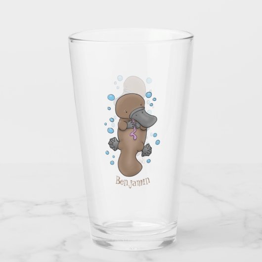 かわいいハッピーハッピーベビーのカートゥーイラストレーション タンブラーグラス (裏面)