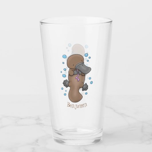 かわいいハッピーハッピーベビーのカートゥーイラストレーション タンブラーグラス (正面)