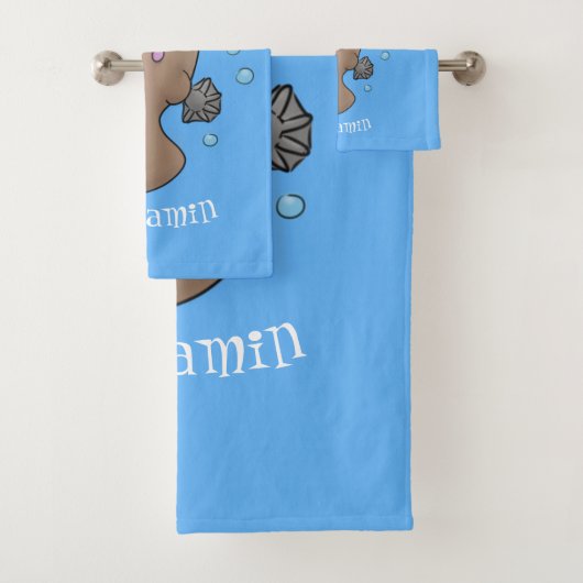 かわいいハッピーハッピーベビーのカートゥーイラストレーション バスタオルセット (インサイチュ)