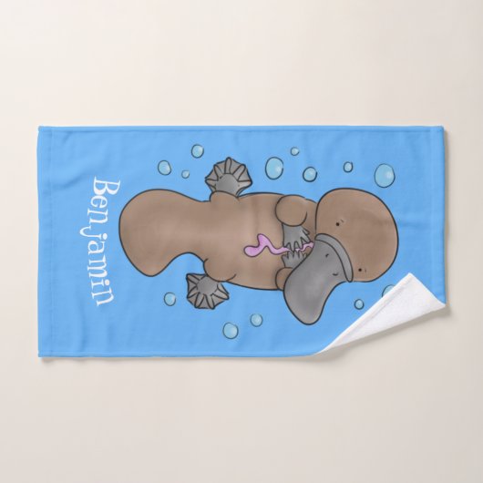 かわいいハッピーハッピーベビーのカートゥーイラストレーション バスタオルセット (ハンドタオル)