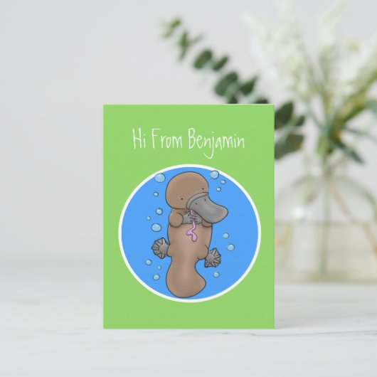 かわいいハッピーハッピーベビーのカートゥーイラストレーション ポストカード (スタンド正面)