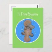 かわいいハッピーハッピーベビーのカートゥーイラストレーション ポストカード (正面/裏面)