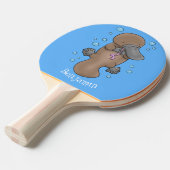 かわいいハッピーハッピーベビーのカートゥーイラストレーション 卓球ラケット (正面アングル)