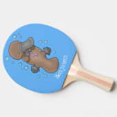 かわいいハッピーハッピーベビーのカートゥーイラストレーション 卓球ラケット (横)