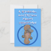 かわいいハッピーハッピーベビーのカートゥーイラストレーション 招待状 (裏面)