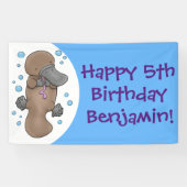 かわいいハッピーハッピーベビーのカートゥーイラストレーション 横断幕 (横)