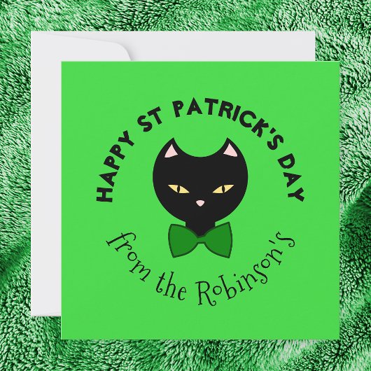 かわいいハッピーハッピーSt patricks day黒猫エメラルドグリーン シーズンカード