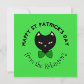 かわいいハッピーハッピーSt patricks day黒猫エメラルドグリーン シーズンカード (正面)