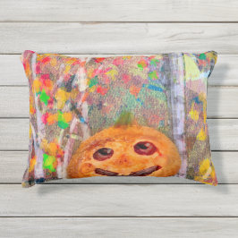 かわいいハッピーハロウィンのかぼちゃの顔 アウトドアクッション