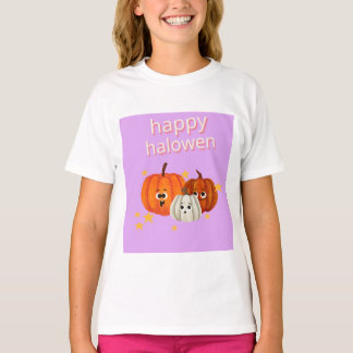 かわいいハッピーハロウィンのかぼちゃの顔Tシャツ Tシャツ