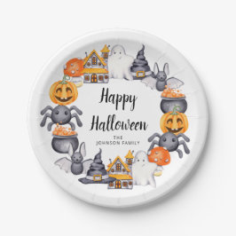 かわいいハッピーハロウィンイラストパーティー ペーパープレート