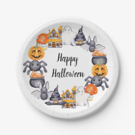 かわいいハッピーハロウィンイラストペーパープレート ペーパープレート