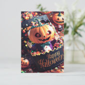 かわいいハッピーハロウィングリーティングカード #5 招待状 (スタンド正面)