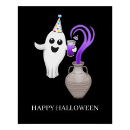 かわいいハッピーハロウィンゴースト ポスター