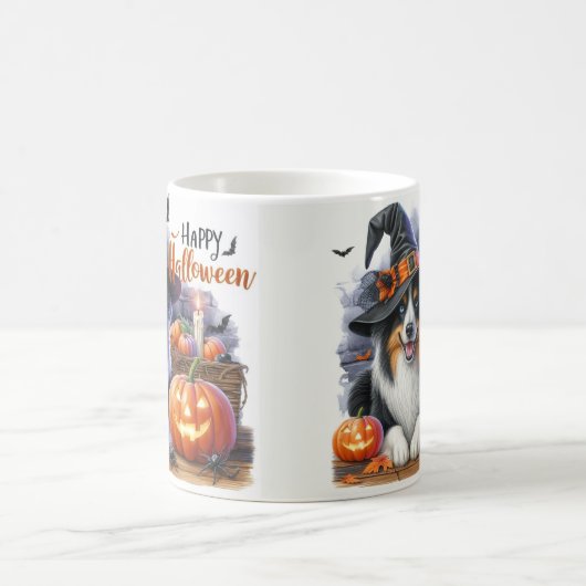 かわいいハッピーハロウィンドッグ コーヒーマグカップ (中央)