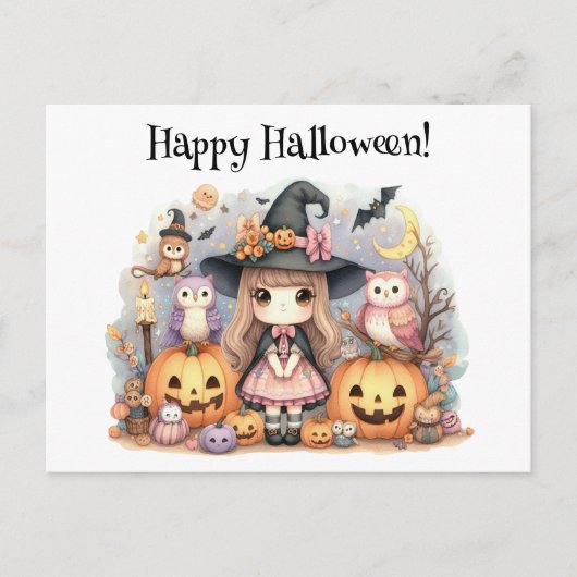 かわいいハッピーハローウィンかわいい ポストカード (正面)