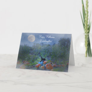 かわいいハッピーハローウィンへ孫娘の魔女猫 カード