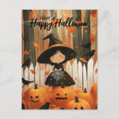 かわいいハッピーハローウィンを持っている ポストカード (正面)