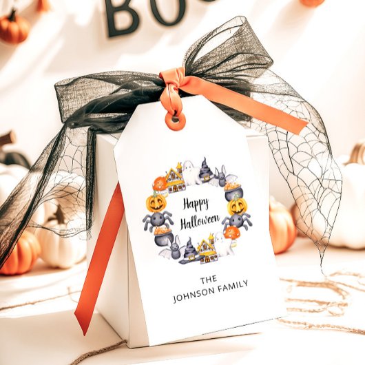 かわいいハッピーハローウィンイラストレーションパーティー ギフトタグ