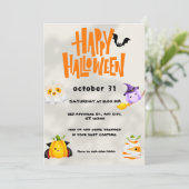 かわいいハッピーハローウィンイラストレーションパーティー 招待状 (スタンド正面)