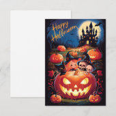 かわいいハッピーハローウィングリーティングカード#6 招待状 (正面/裏面)