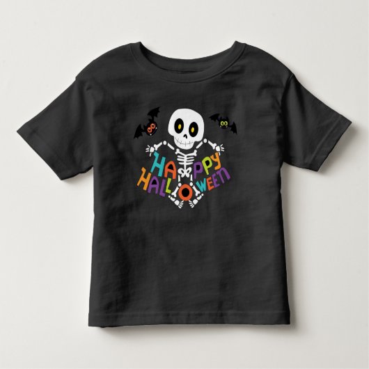 かわいいハッピーハローウィンスケルトン トドラーTシャツ (正面)