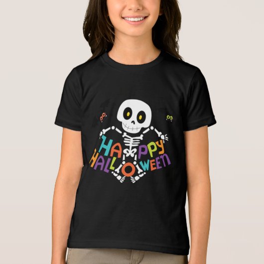 かわいいハッピーハローウィンスケルトン トライブレンドTシャツ (正面)
