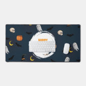 かわいいハッピーハローウィンダークブルー デスクマット (キーボード&マウス)