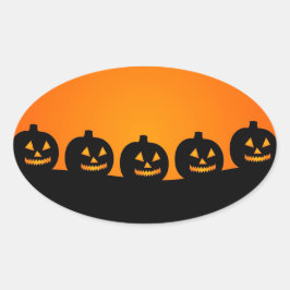 かわいいハッピーハローウィンハロウィーンのカボチャのちょうちん 楕円形シール
