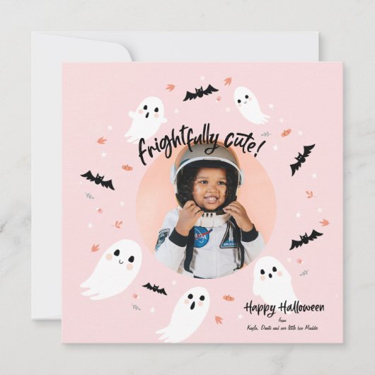 かわいいハッピーハローウィンフォトカード 招待状 (正面)