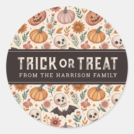 かわいいハッピーハローウィンラウンドステッカー ラウンドシール (正面)