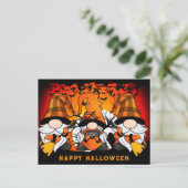 かわいいハッピーハローウィン格言オレンジプレイド ポストカード (スタンド正面)