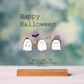かわいいハッピーハローウィン歓迎パーソナライズされた アクリルサイン (ニュートラル)