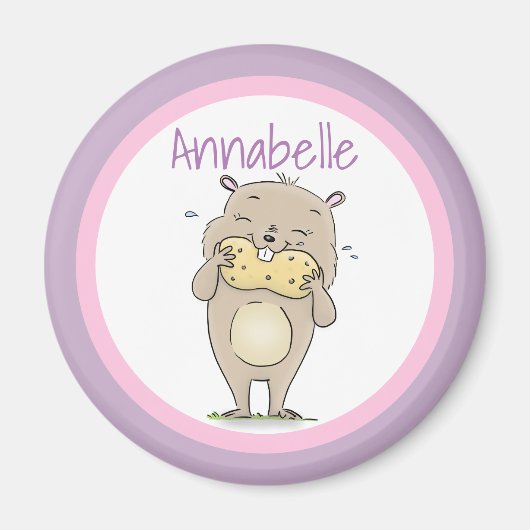 かわいいハッピーハ食べンスターのピーナッツ漫画 マグネット (正面)